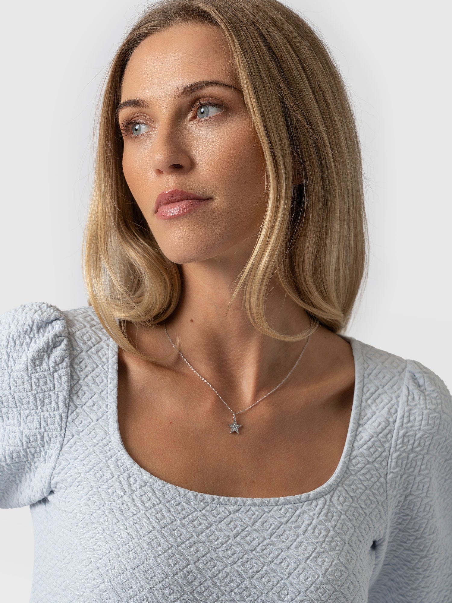 Olivia Puff Sleeve Tee - Pale Blue